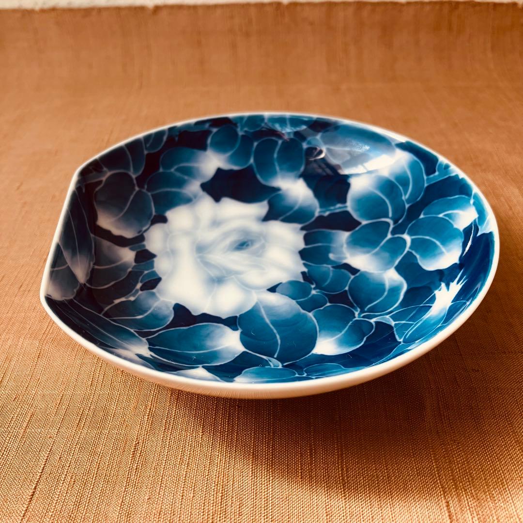 (希少) 深川製磁　古代バラ　半月皿　小皿　2枚　古代薔薇　手書き　有田焼