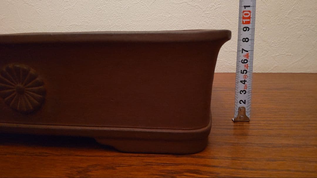 緑己斉 天皇在位五拾周年記念鉢 盆栽鉢　菊御紋　長方鉢