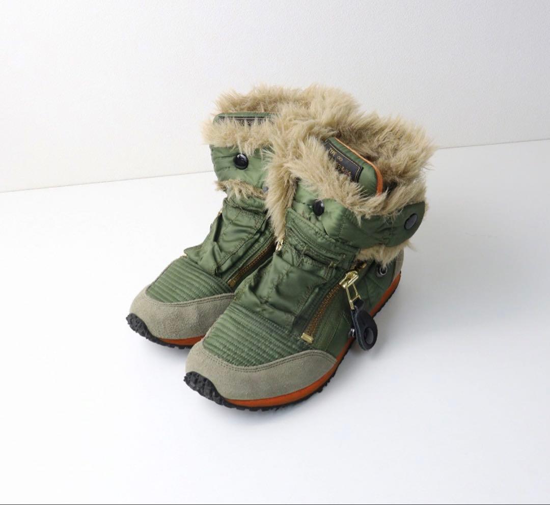 キャピタル KAPITAL MA-1 スニーカー グリーン エアフォース ボア