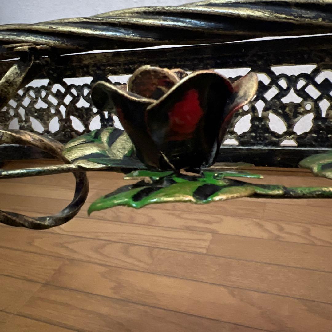 ルネサンス ガラステーブル ゴールド バラ ヴィンテージ アンティーク