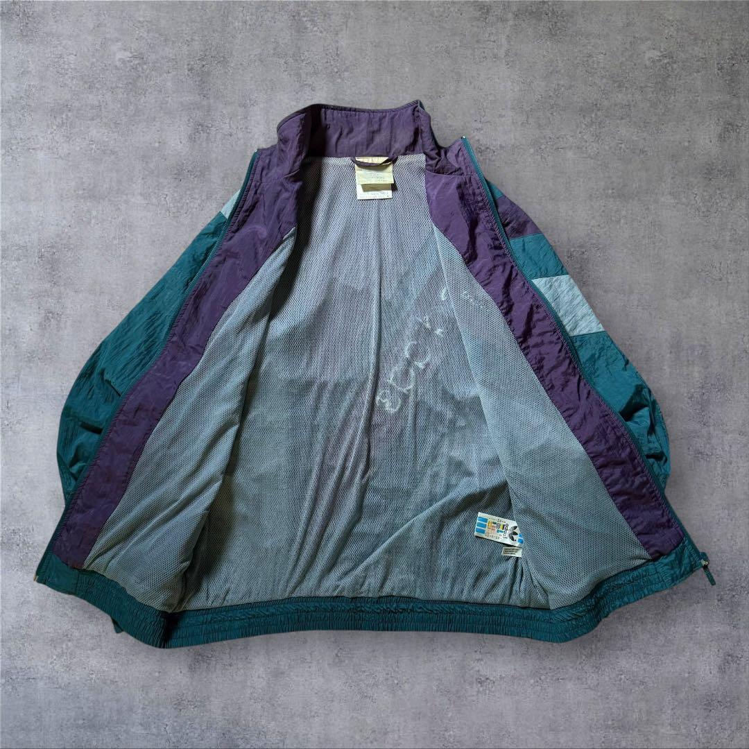 1501 古着90年代adidasナイロンジャケット刺繍ロゴ好配色マルチカラー