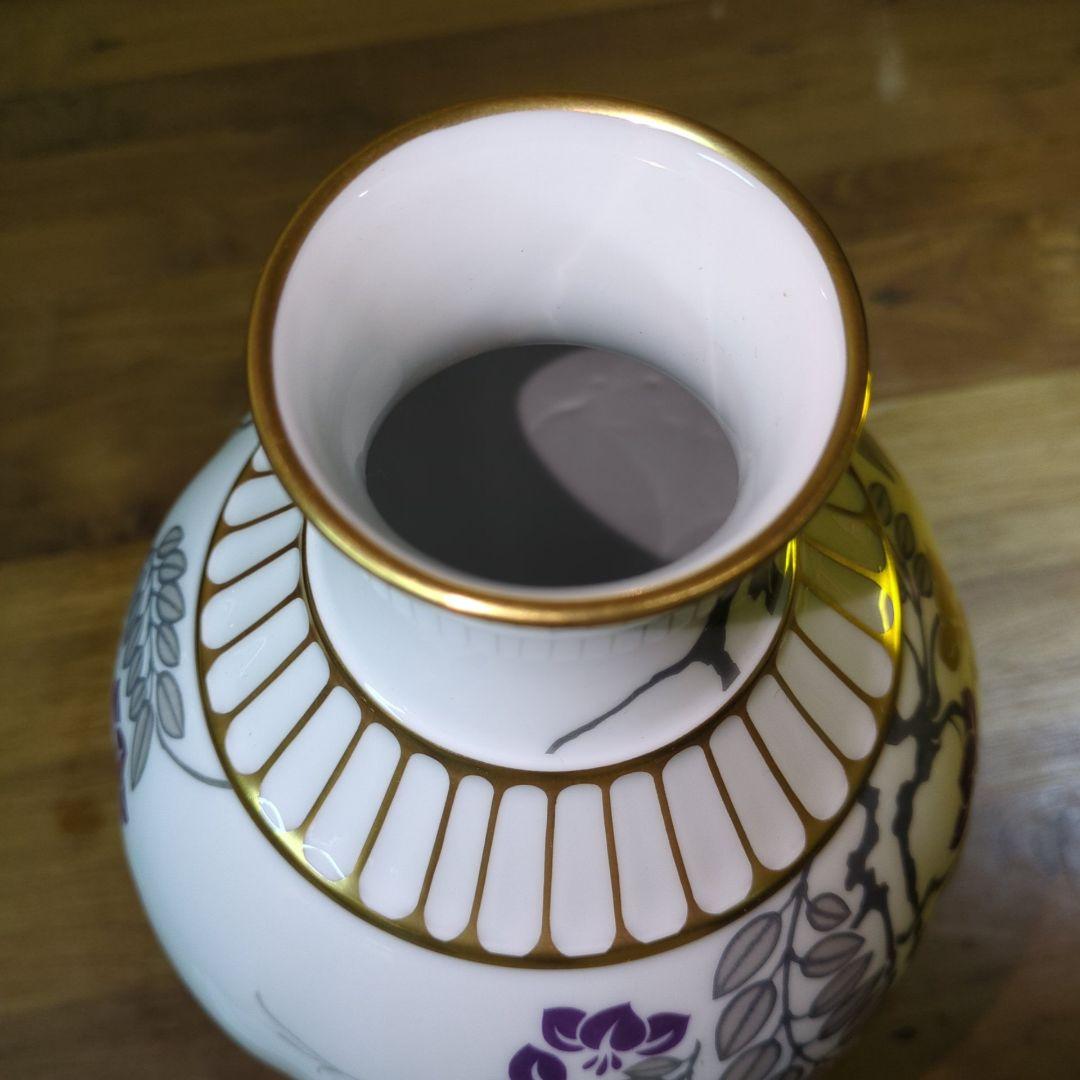 大倉陶園 OKURA 金彩色絵 藤の花 花瓶 高さ35cm