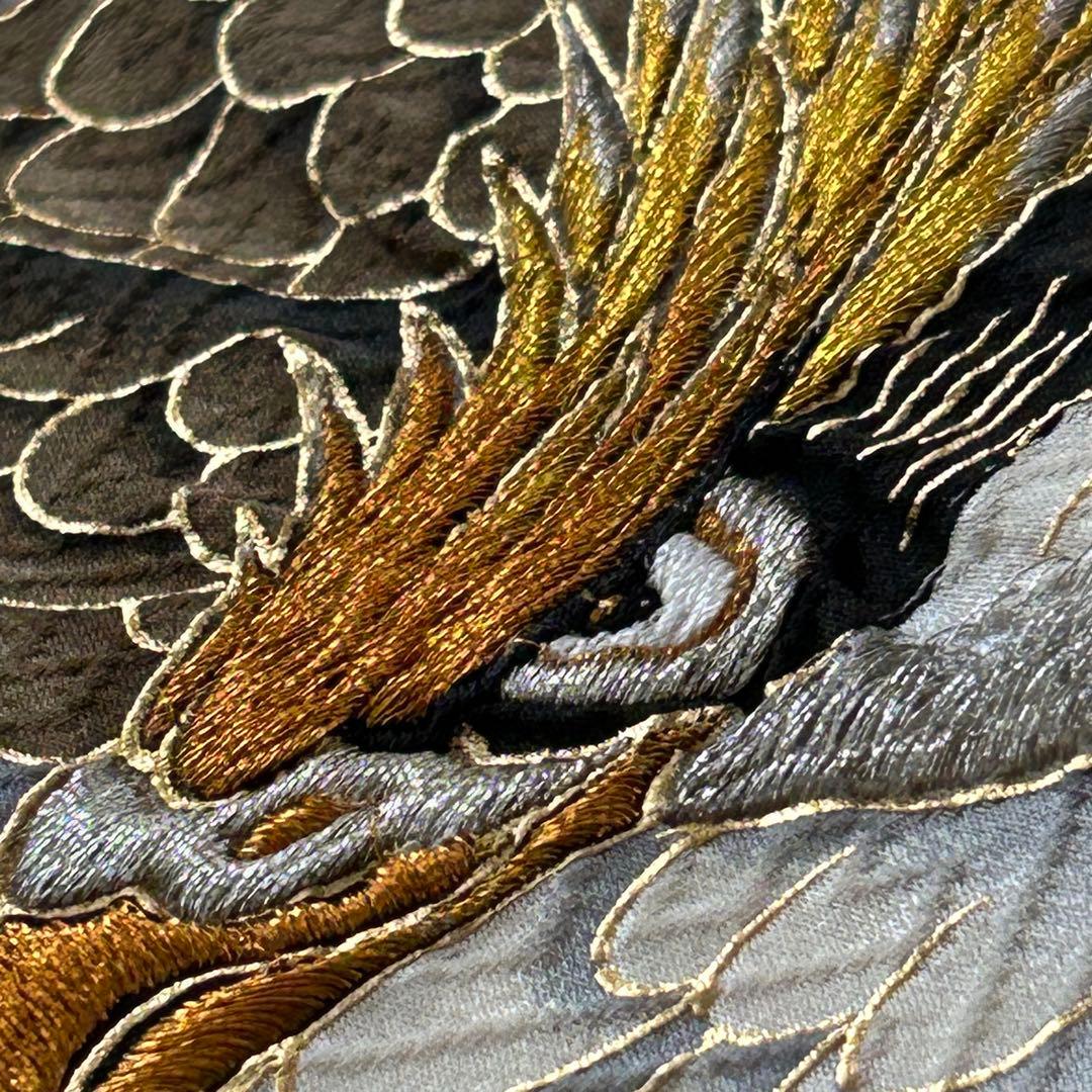 正絹　男の子お宮参り着物　産着　3歳七五三祝い着　黒　鷹刺繍　日本製