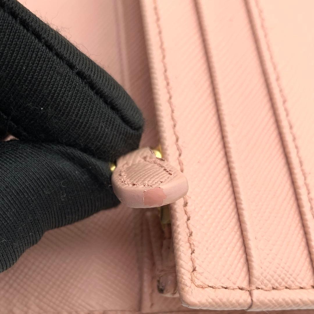 【訳あり極美品 】PRADA リボン 長財布 サフィアーノ ピンク