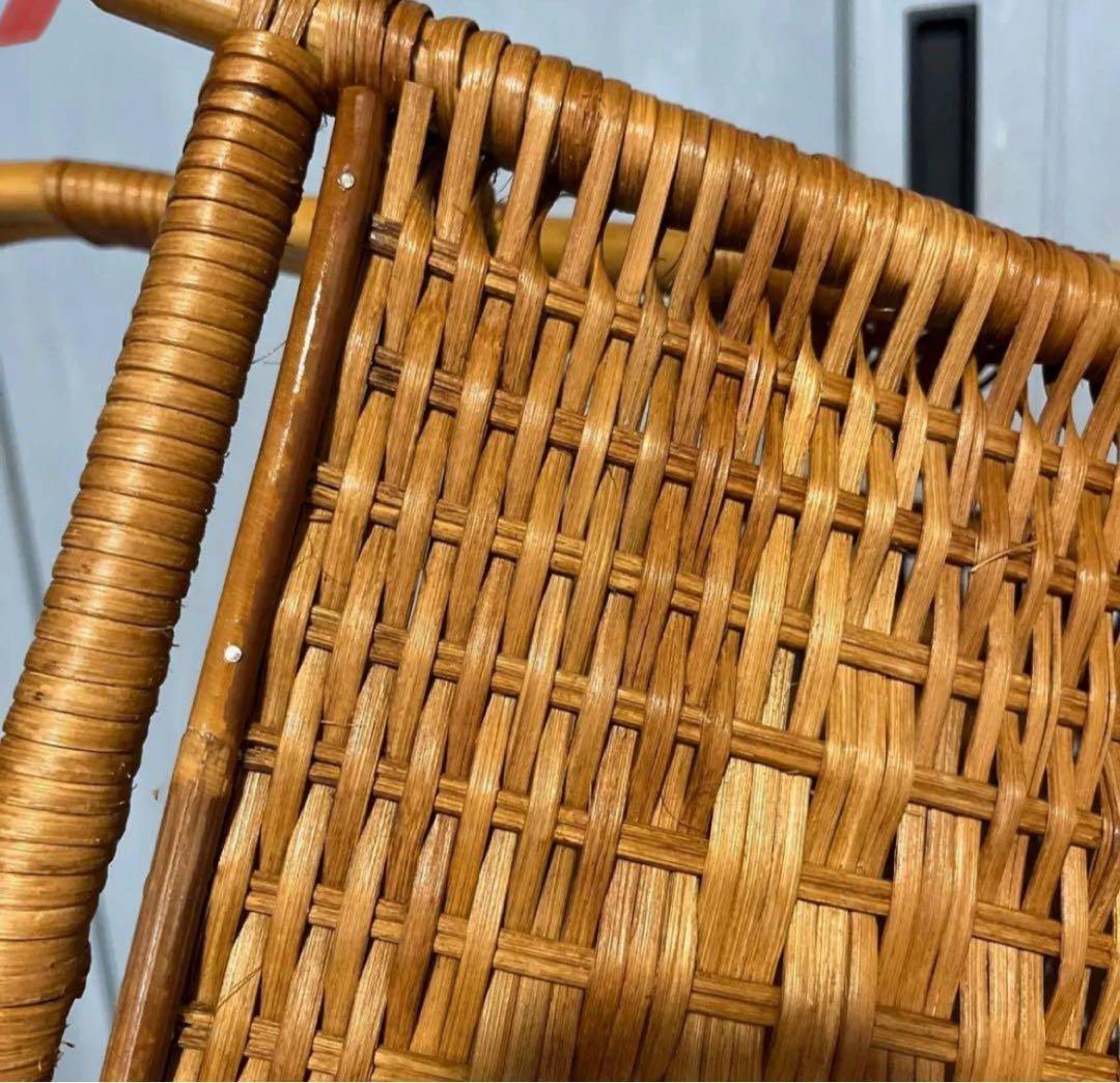 籐 かご バスケット ラタン 昭和レトロ 小物入れ インテリア 古民具　籠