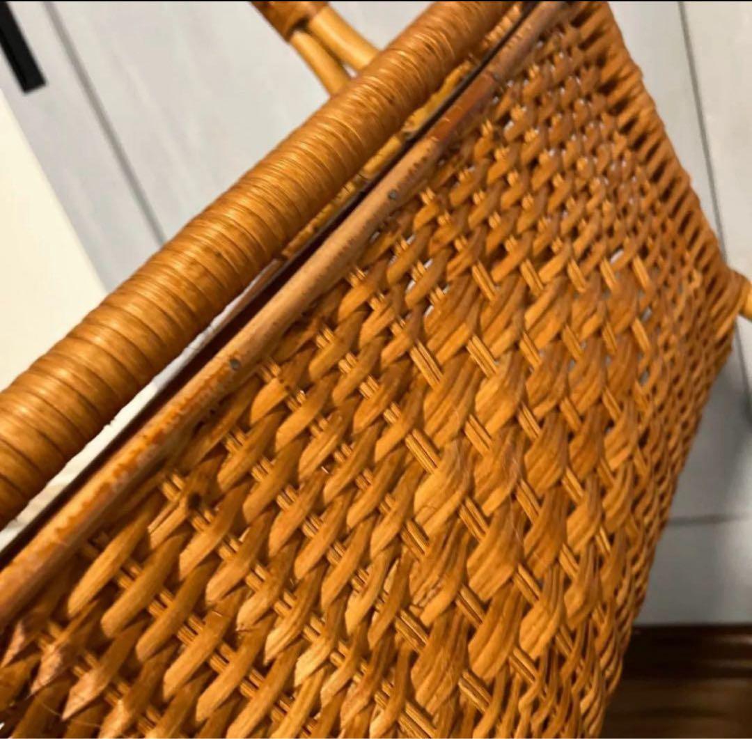 籐 かご バスケット ラタン 昭和レトロ 小物入れ インテリア 古民具　籠