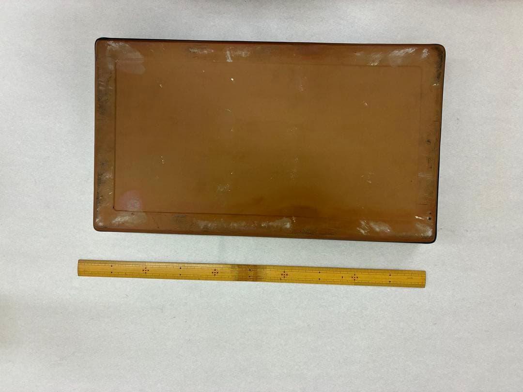 青い陶器製　水盤　花器　長方形