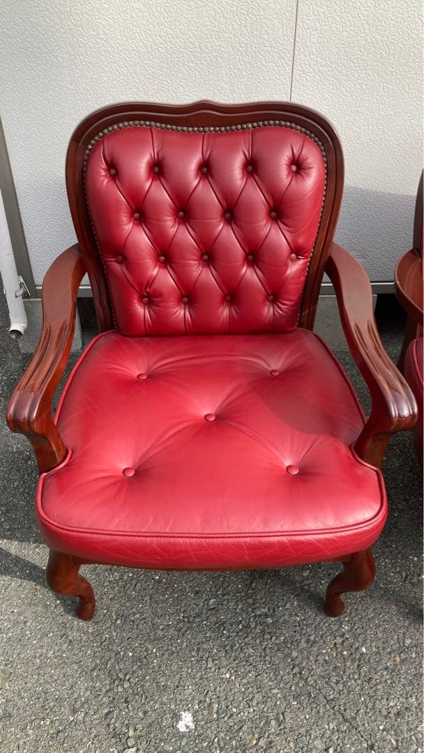 西洋アンティーク革ソファ3点セット引き取り可能　送料別途必要