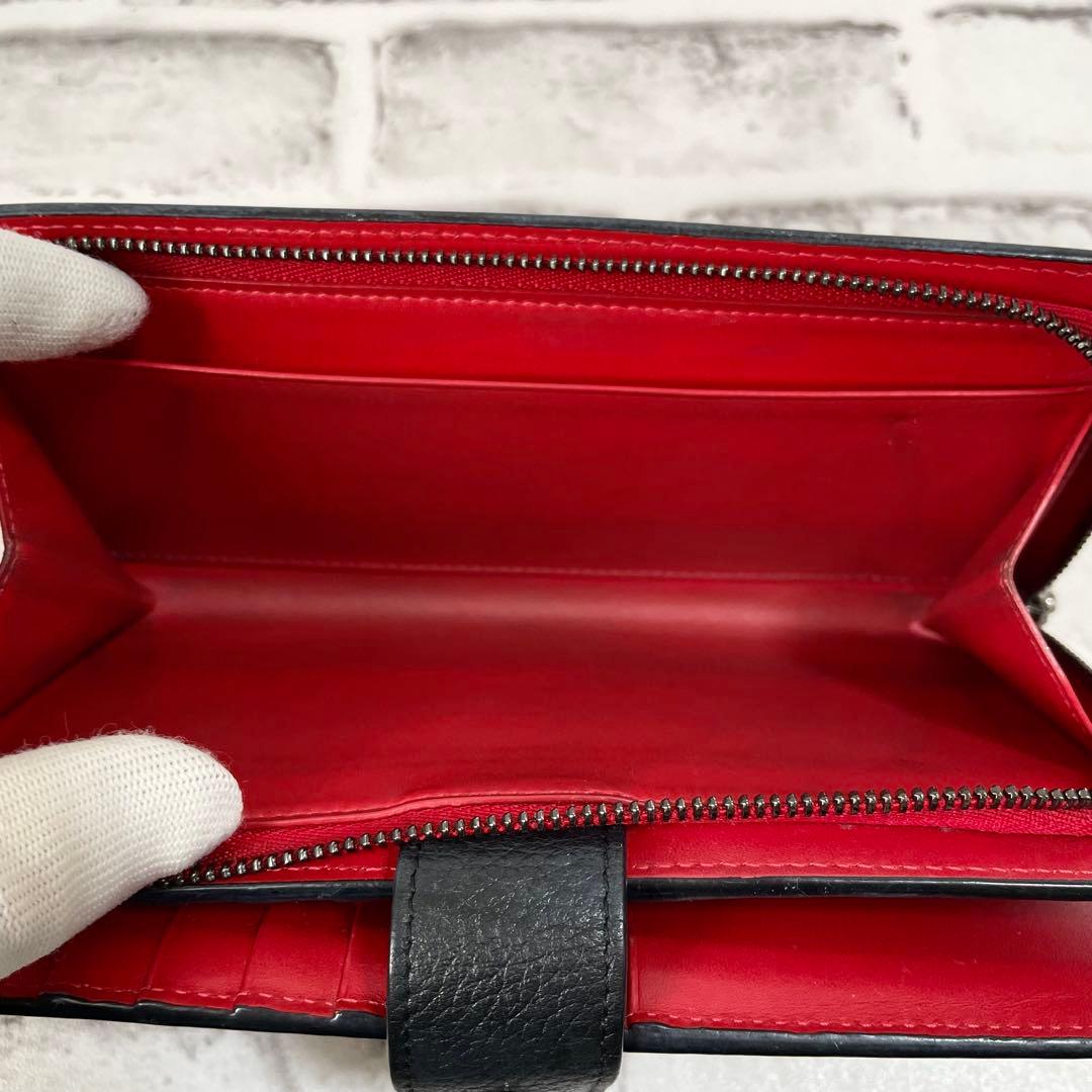 大容量✨クリスチャンルブタン　長財布　パロマ　黒×赤　ラウンドファスナー