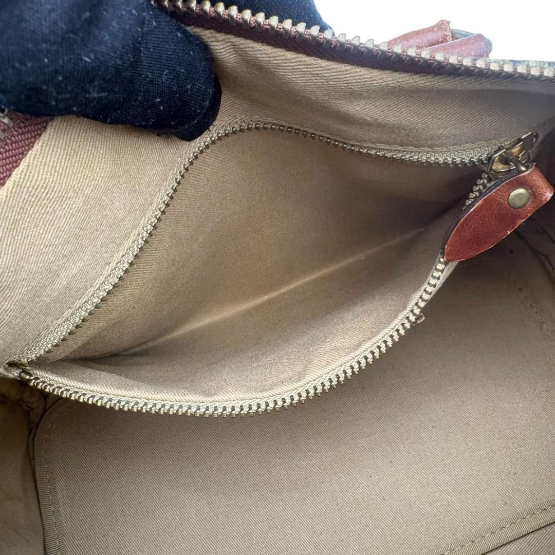 ポロラルフローレン ミニボストンバッグ 2way PVC 千鳥格子柄　ブラウン