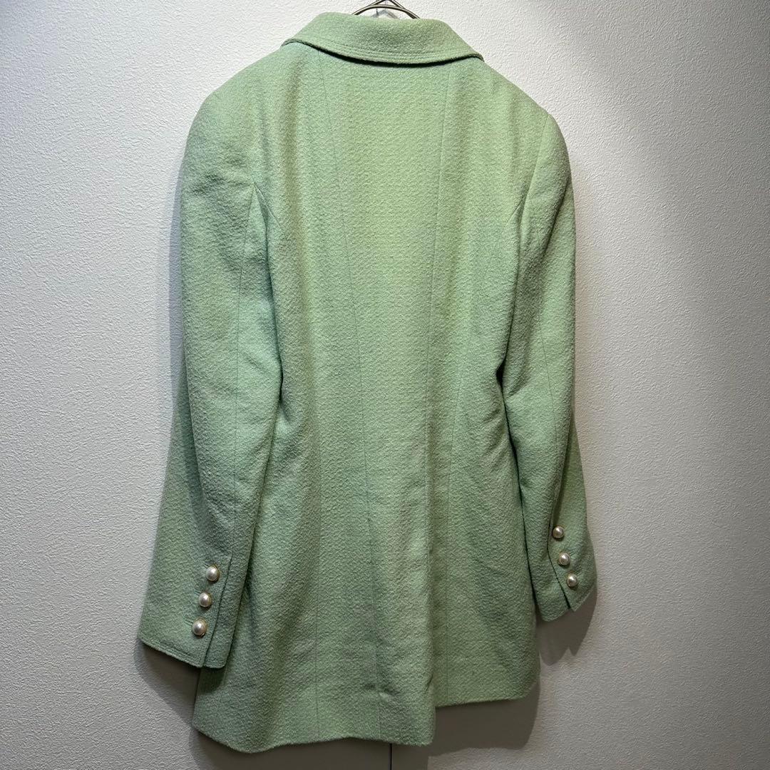 希少 CHANEL 上質 ウール シルク ツイード パール テーラードジャケット