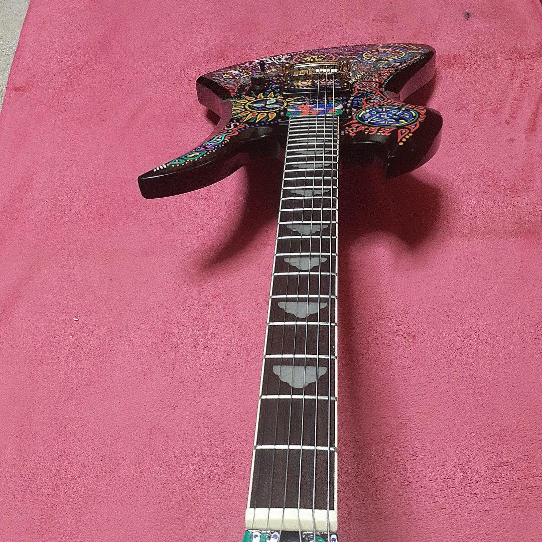 【良・美品】サイケペイント・hideモデル。モッキンバードエレキギター。