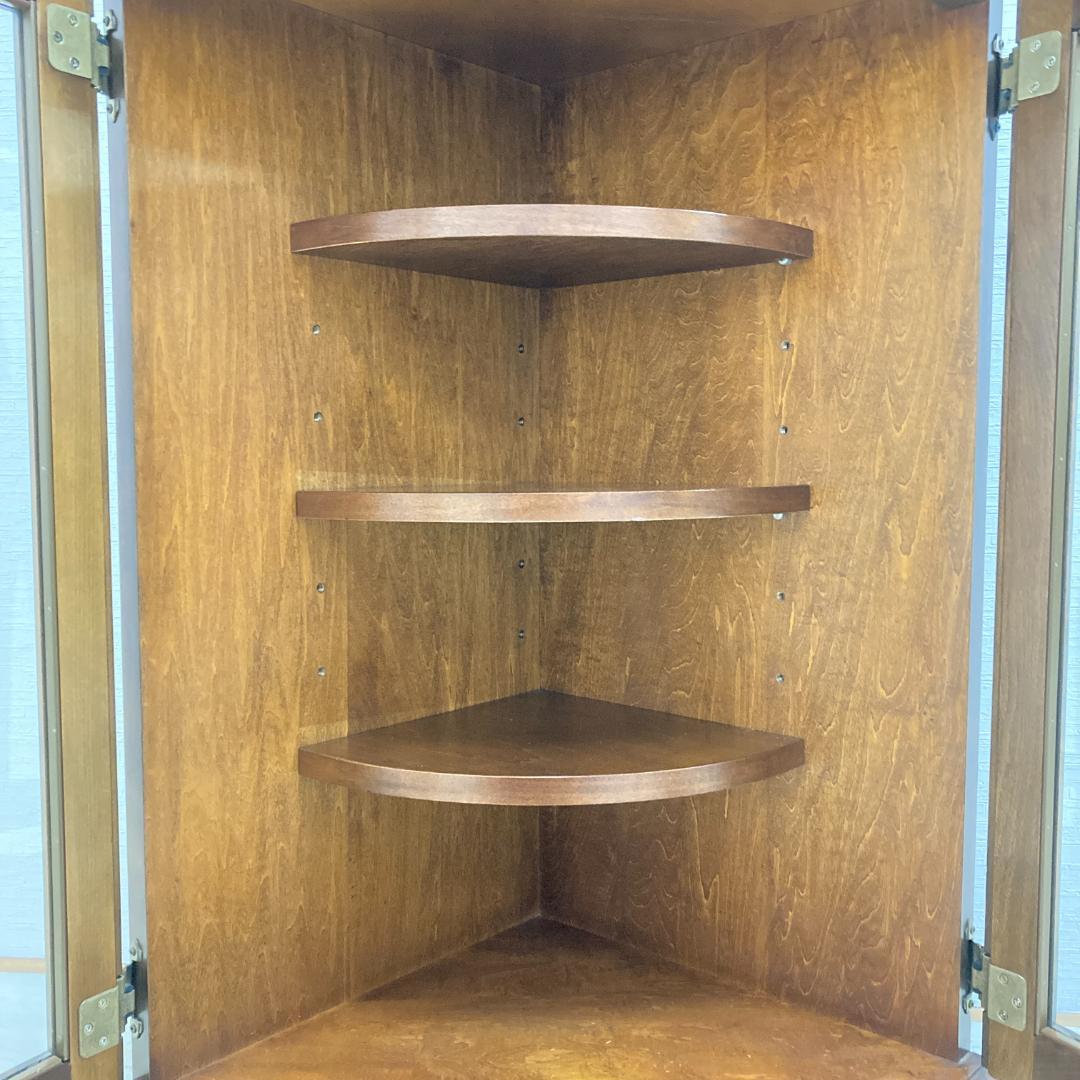 【オールドカリモク】コーナーキャビネット　ガラスキャビネット　ラック　飾り棚