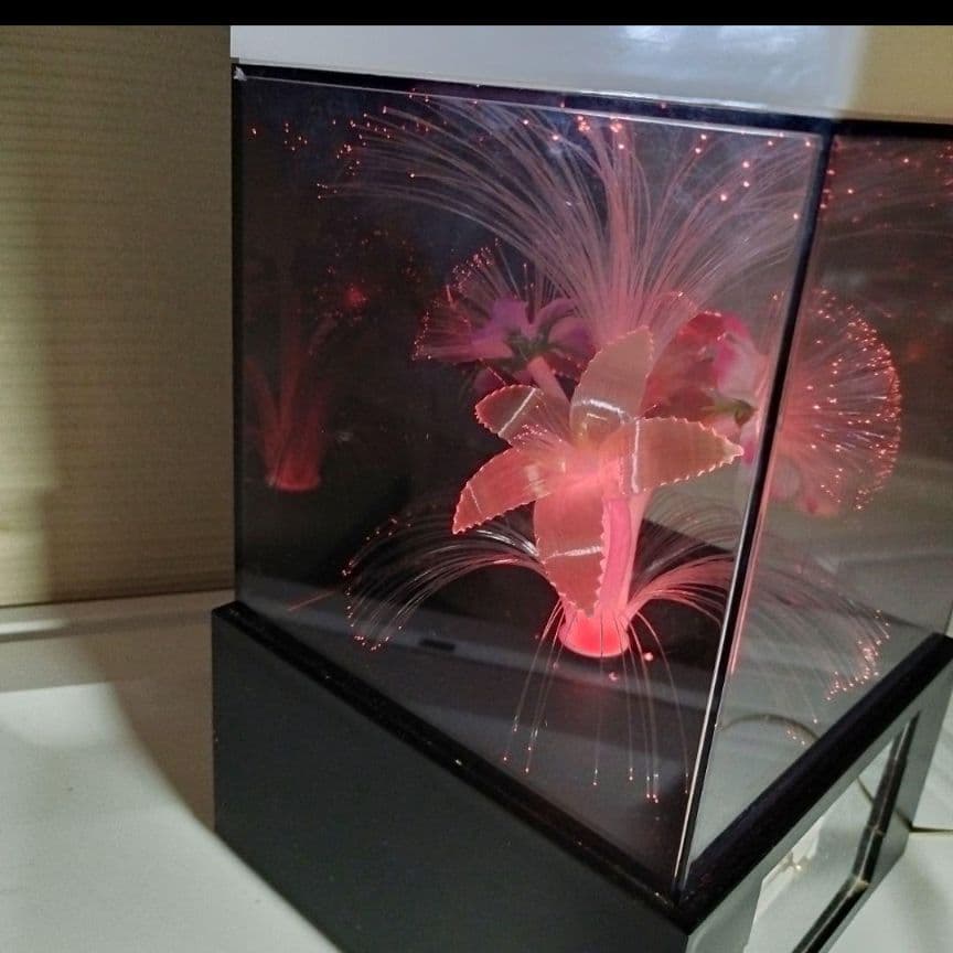 【昭和レトロ】 電気スタンド＆時計 光ファイバーで色変幻自在に変化