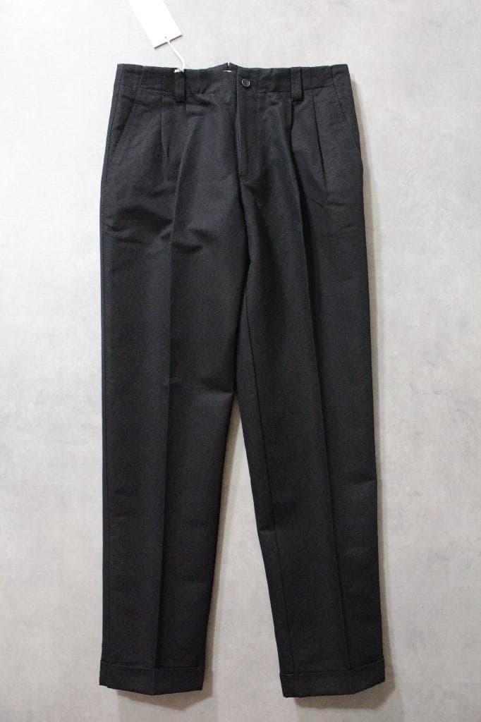 BRIGLIA 1949★新品ブリリア 綿麻2プリーツミリタリーチノ45ブラック