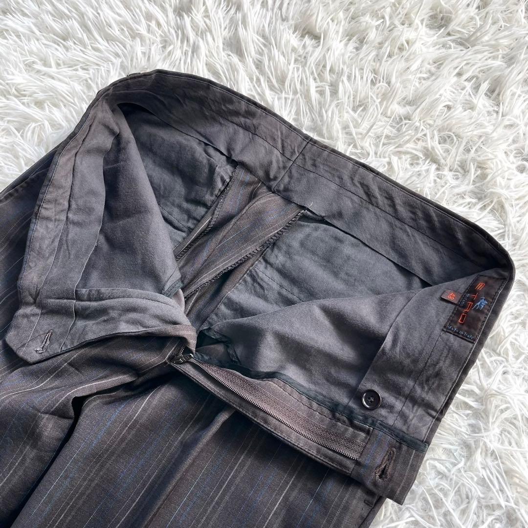 美品 ETRO スーツ セットアップ ストライプ マルチカラー ブラウン メンズ