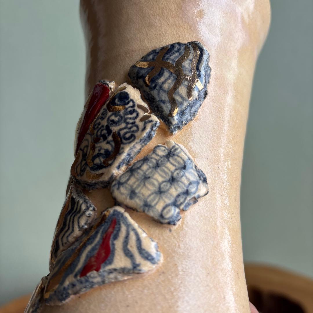 赤絵金彩花入 小崎一陽造 高さ20cm 共箱