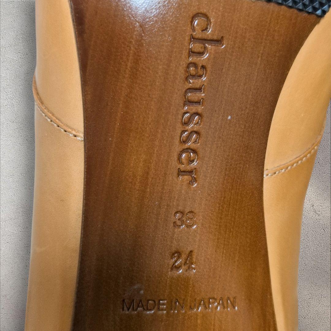 未使用☆chausser　ショセ　レースアップパンプス　レザーシューズ　日本製