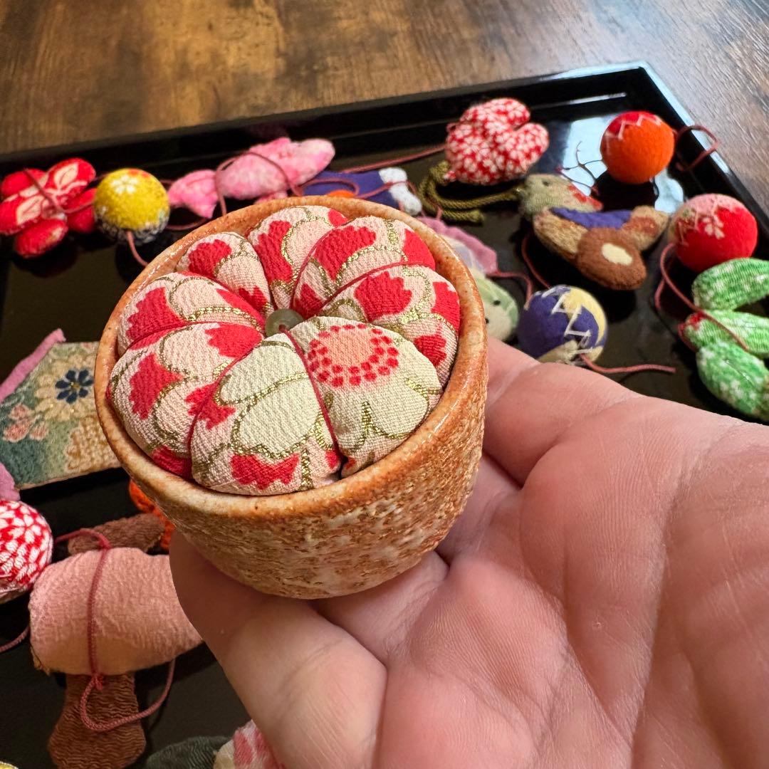 ひめ吊し雛材料 豆針山まとめて！手作り 縮緬　江戸縮　アンティーク