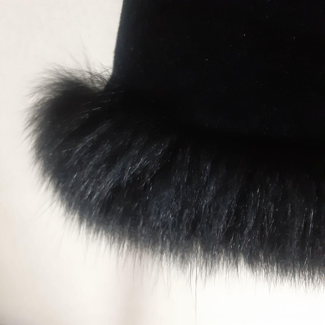 ロブアート　極美品　アンゴラ　リアルファー　フード付きケープコート　黒　日本製