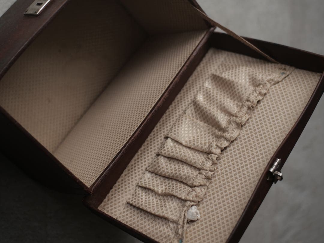 鞄　皮　針箱　箱　収納　カバン　古家具　古道具　アンティーク　昭和レトロ