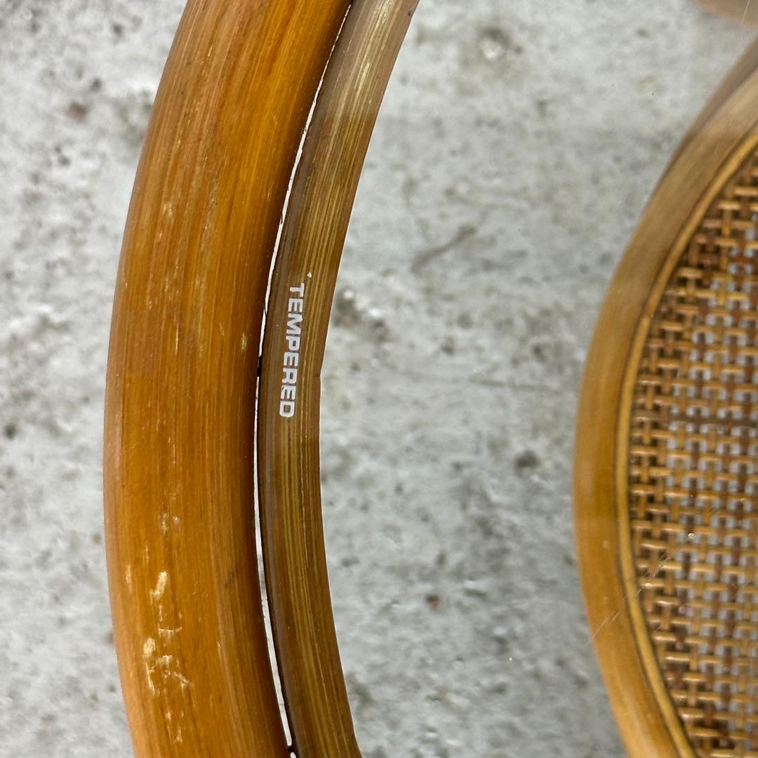 「ラタン×ガラスの美曲線！天然素材ローテーブル」　ガラステーブル