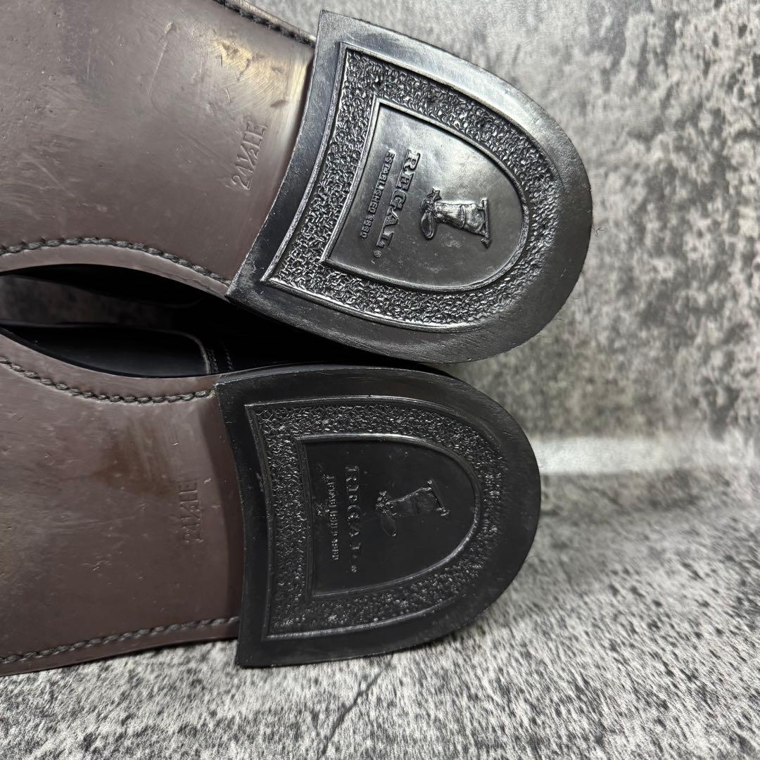 【美品】REGAL プレーントゥ ガラスレザー 2504 ブラック 24.5