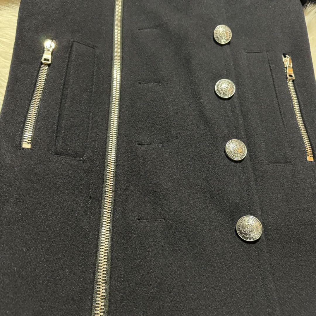 本物 バルマンオム エンブレムボタン ピーコート ジャケット 44 黒