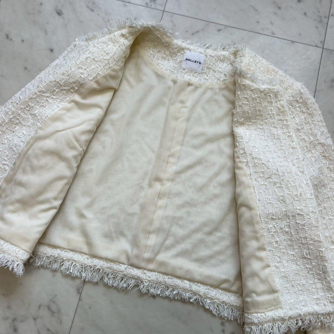 定価4.6万 NOLLEY'S 24SS フラッグリボンツイードジャケット 36