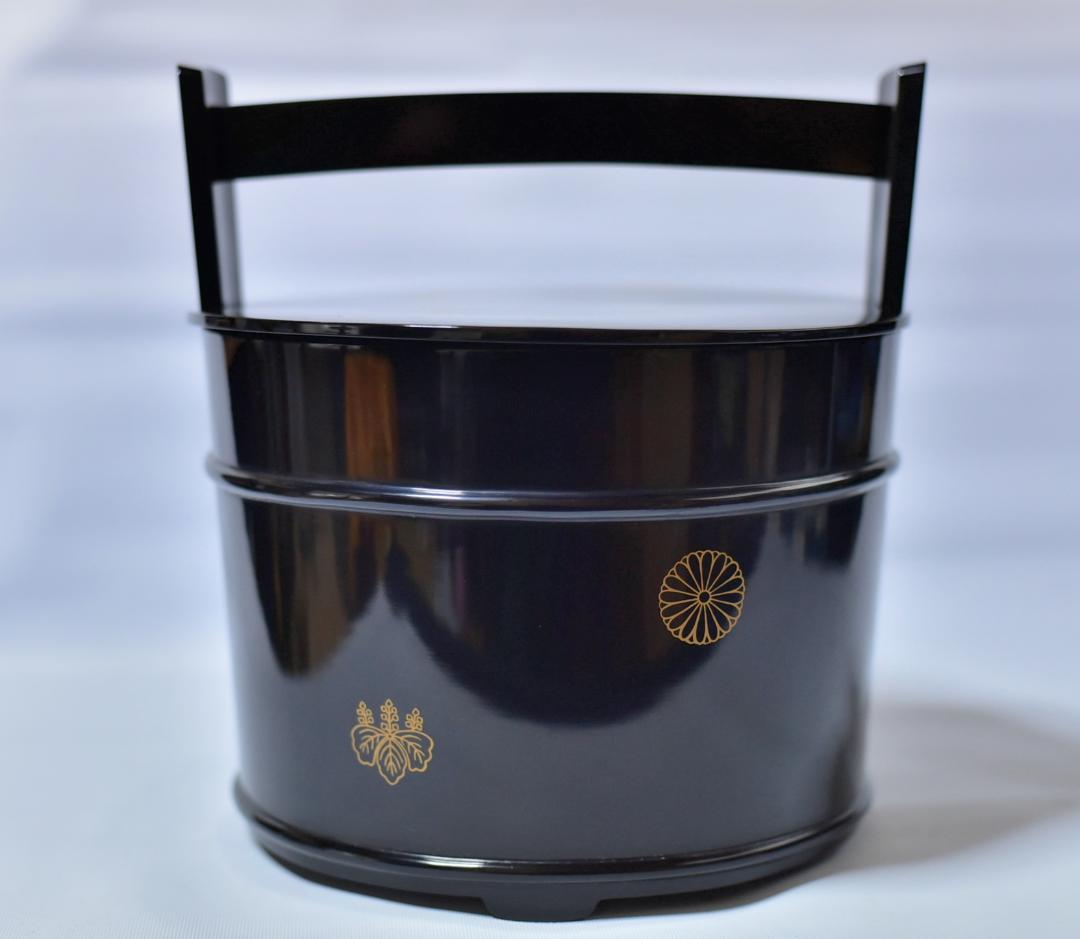 真塗光越造、菊桐紋手桶水指　【極上品】お茶道具／共箱