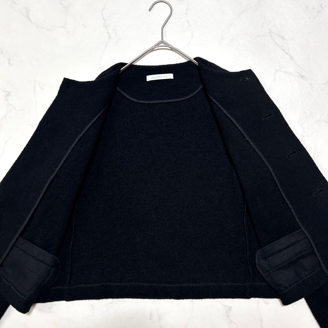 美品 ギャルリーヴィー ファインブークレー クルーネック ジャケット ウール