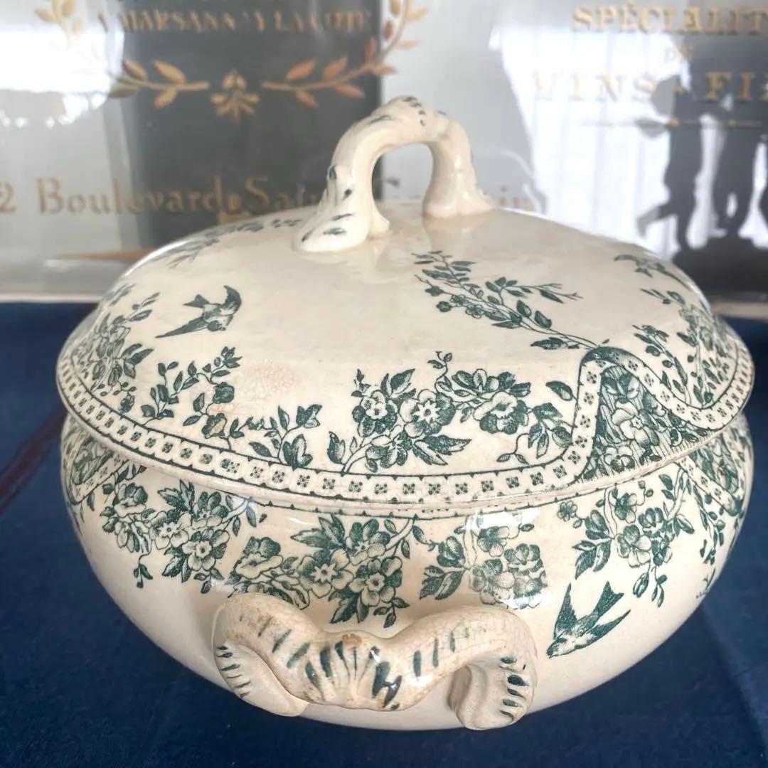 フランス アンティーク ボルドー窯 スーピエール ツバメ バード 鳥