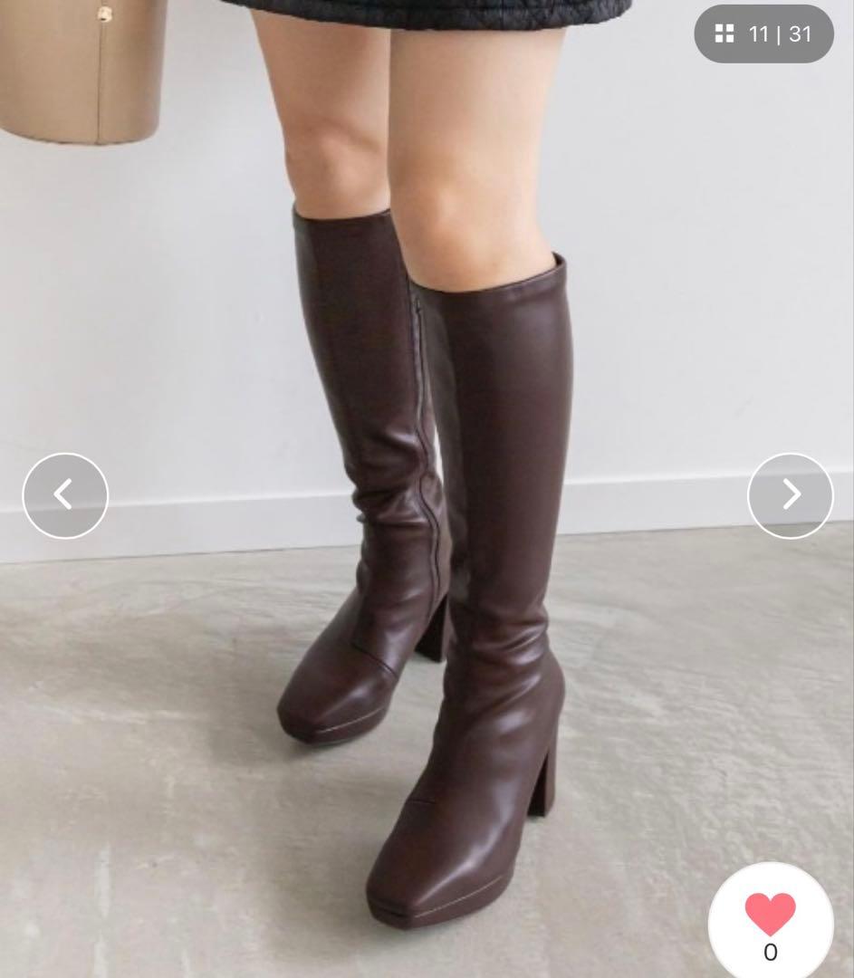 RANDA ボリュームソールロングブーツ ダークブラウン