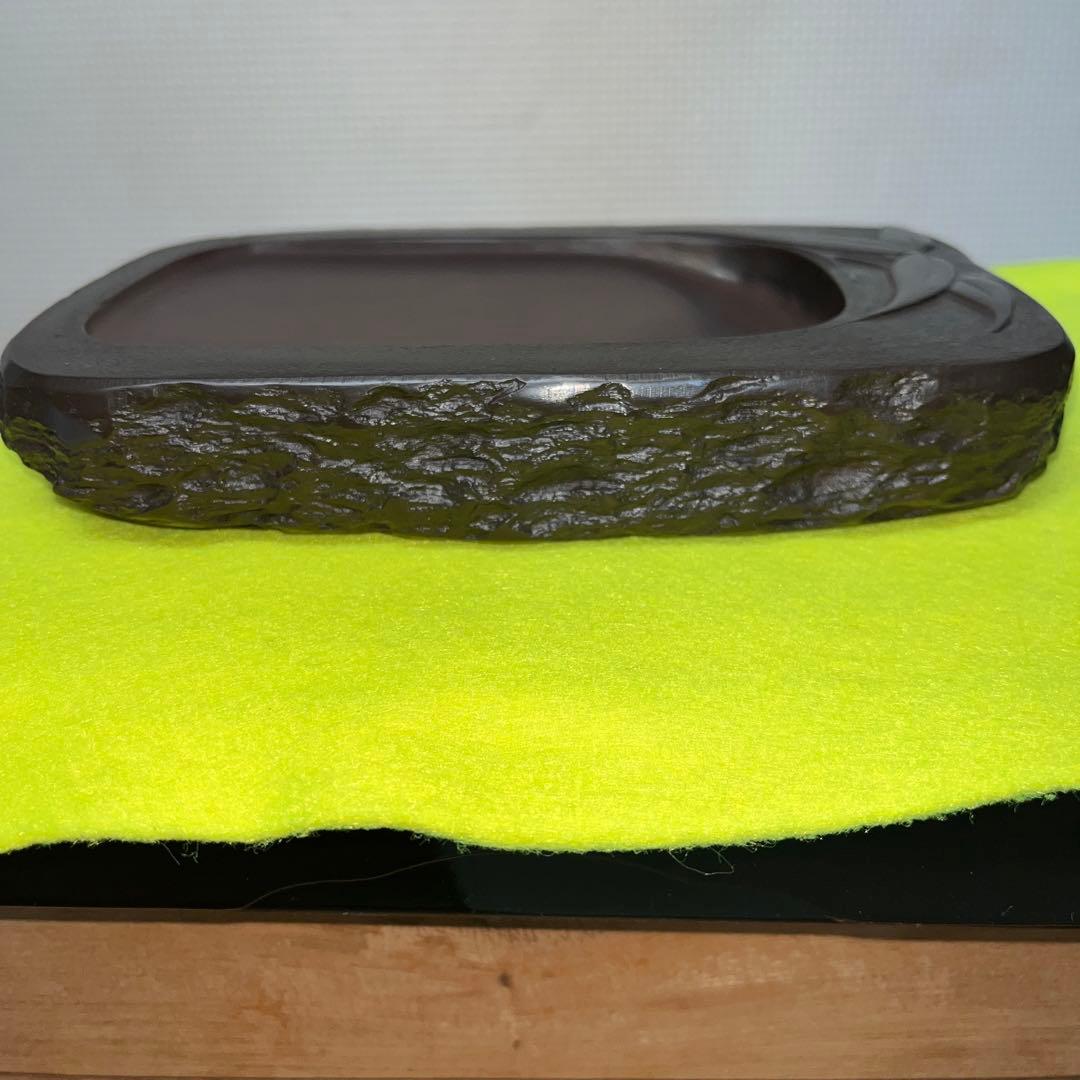 ⭕️赤間硯　昭竜山　笹竹彫刻　四六寸大　縁を手間掛け細かく打突