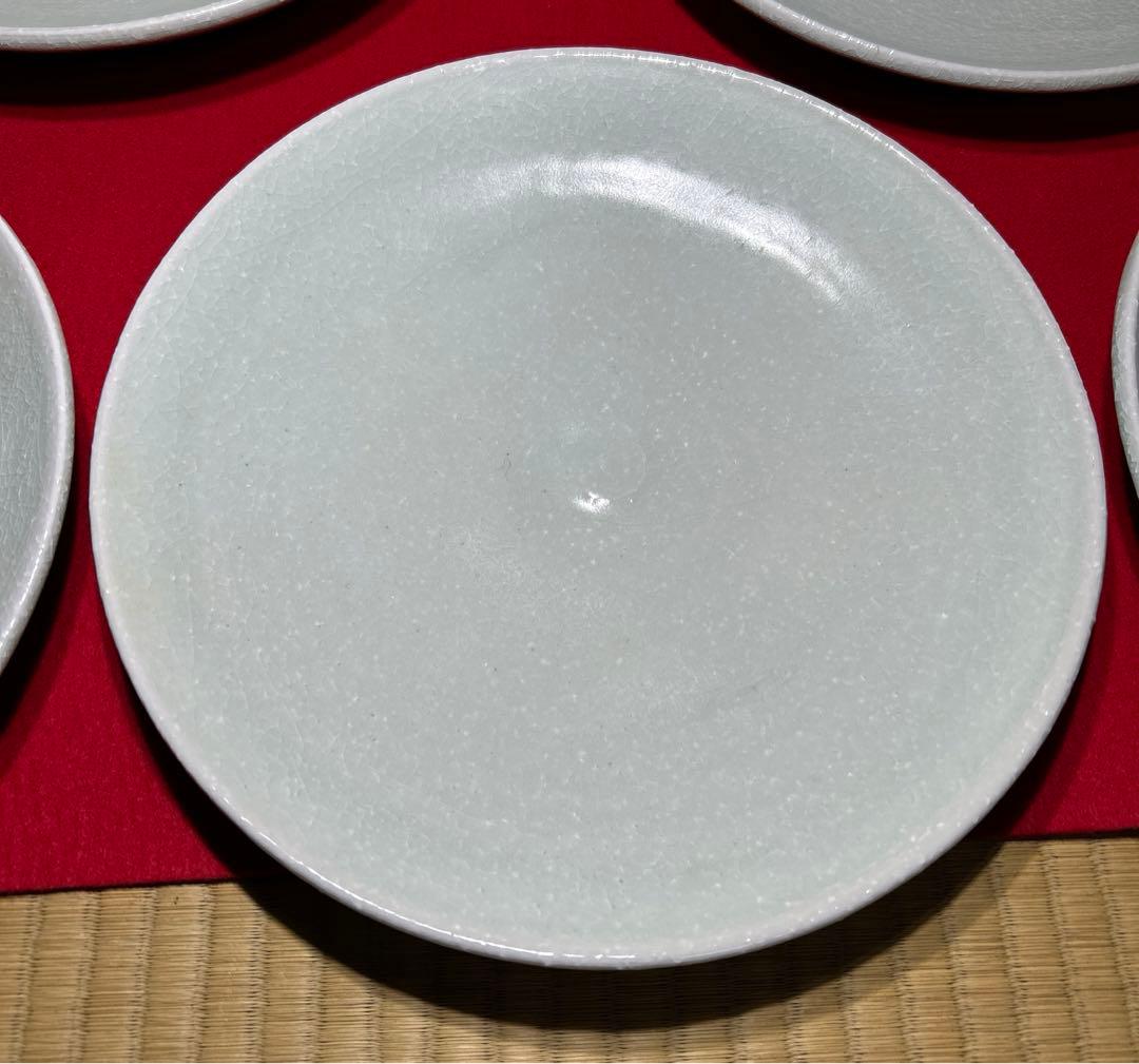 青白磁プレート　笠取　士半窯　荒木義隆　5客セット