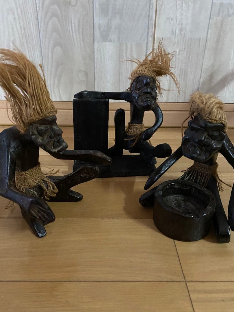 アフリカンスタイル 木製置物セット ウエルカムサイン付き