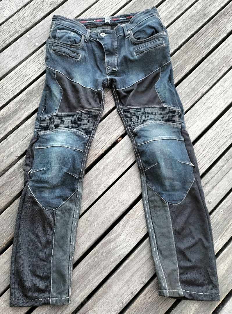 KOMINE スーパーフィットプロテクトレザーメッシュジーンズW34