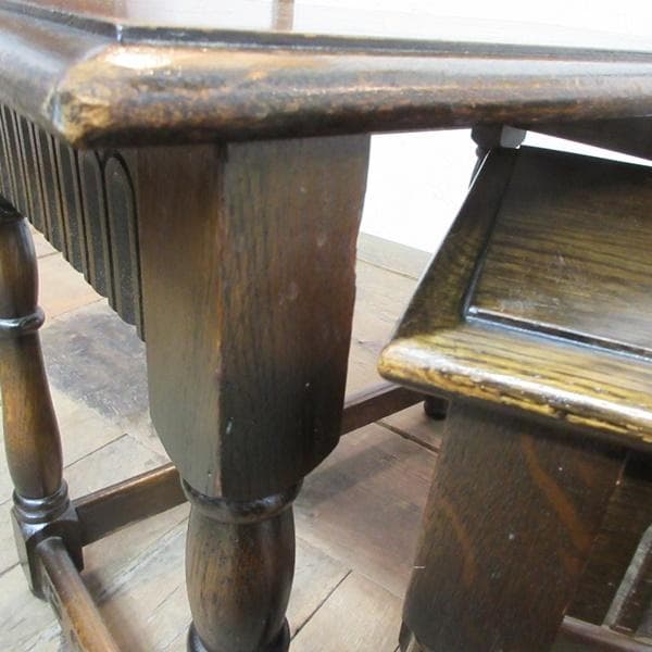 イギリス アンティーク 家具 ネストテーブル サイドテーブル 3台組 6076e