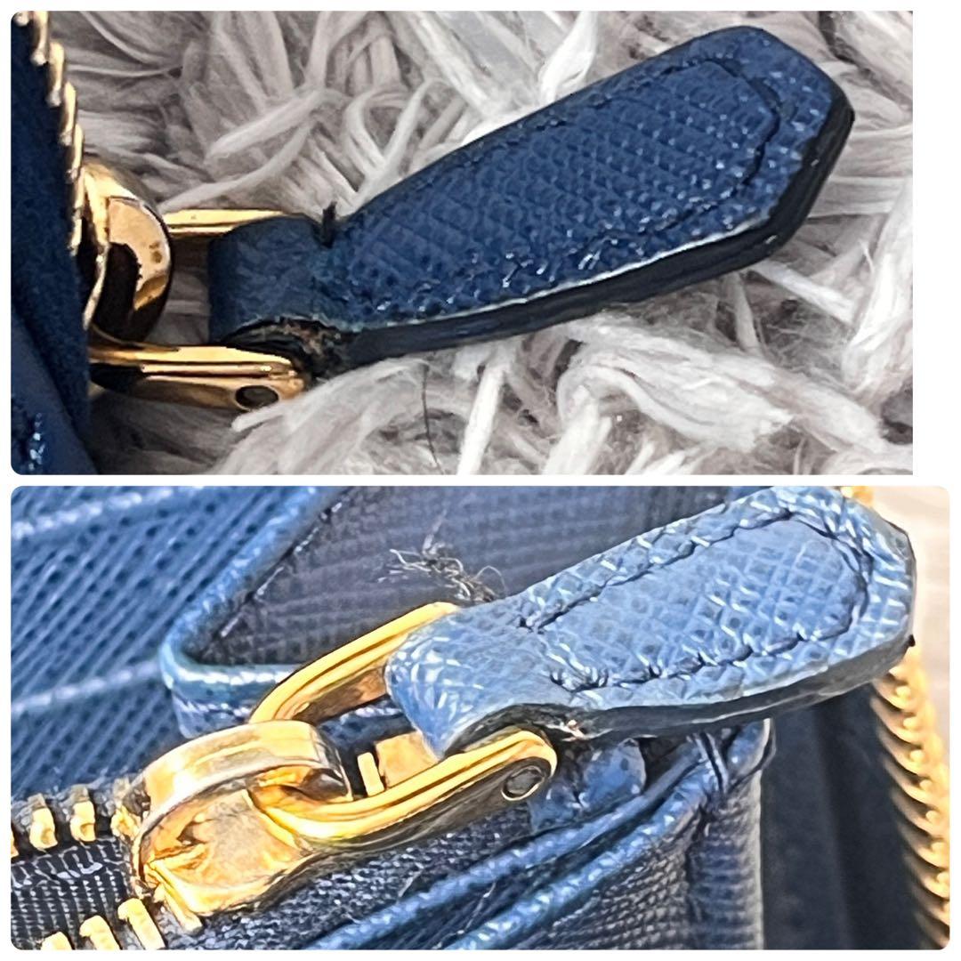 美品✨PRADA フィオッコ　ラウンドファスナー　サフィアーノ　メタルロゴ