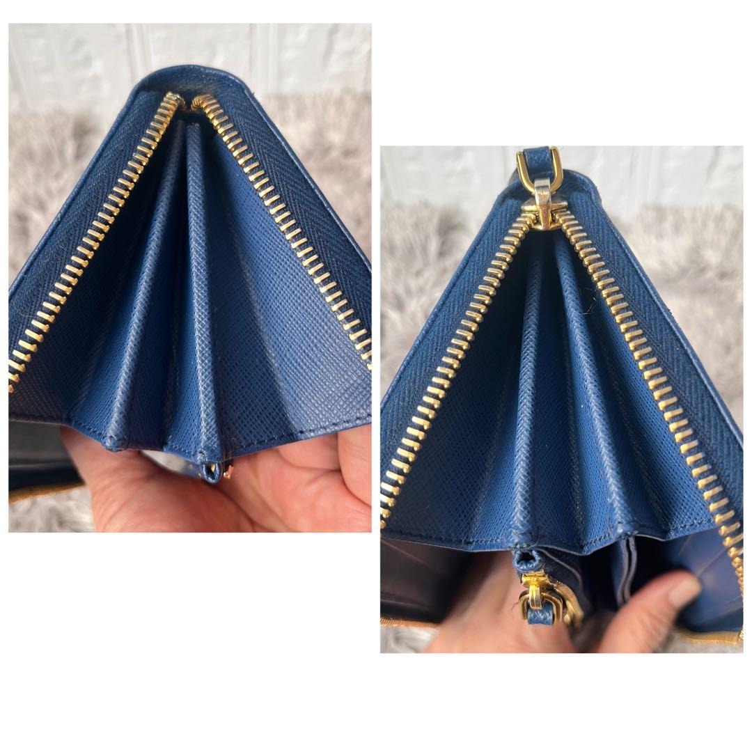 美品✨PRADA フィオッコ　ラウンドファスナー　サフィアーノ　メタルロゴ