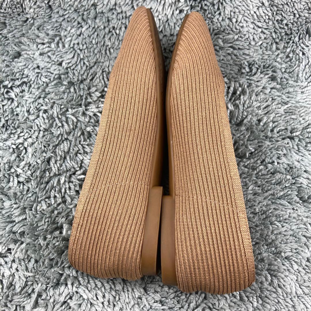 極美品 VIVAIA フラットシューズ スクエアトゥ ニットパンプス23.5