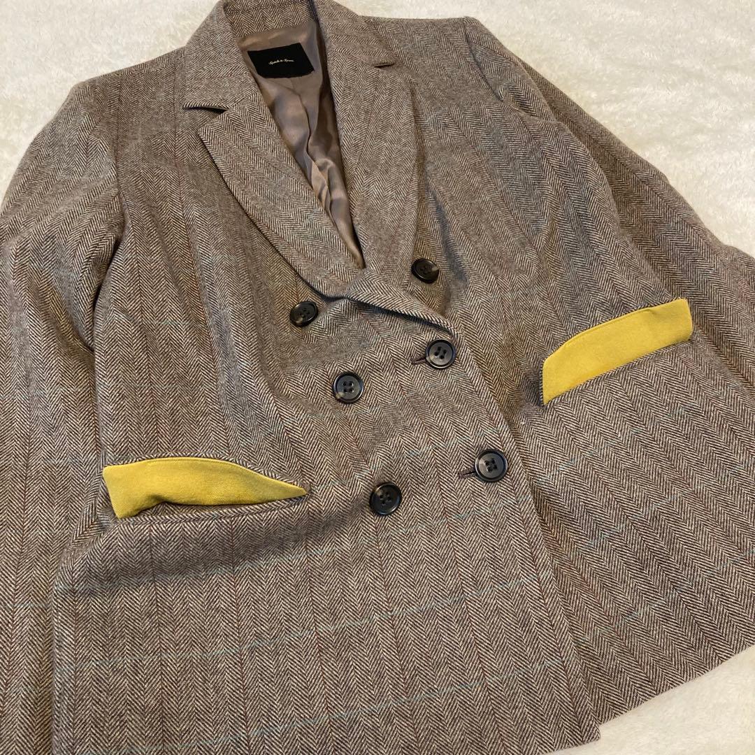 【Spick and Span】美品 ウールヘリンボンジャケット ブラウン 38
