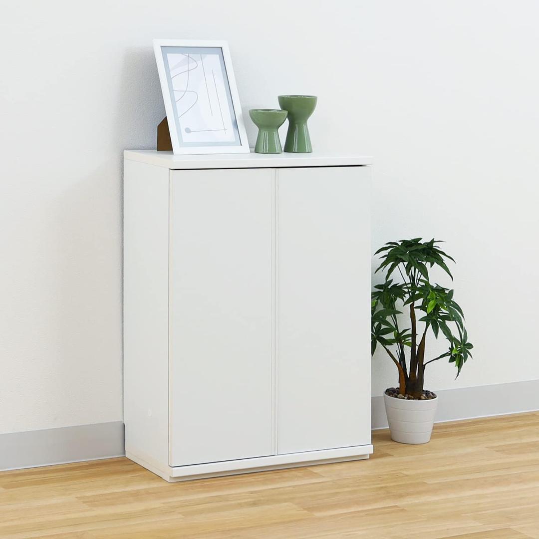 白井産業 カウンター下収納 ラック 扉タイプ ホワイト PTS-8560D