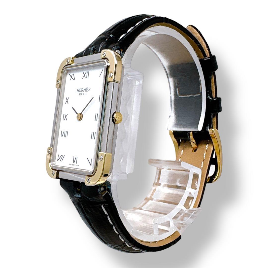 エルメス クロアジュール コンビ 革ベルト ホワイト メンズ 腕時計 ブランド