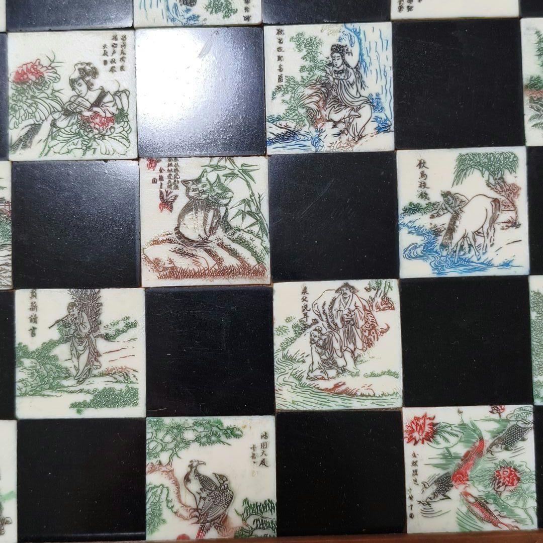 アンティーク木製チェスボード ヴィンテージ 手彫り 木彫り チェス ボード 新品