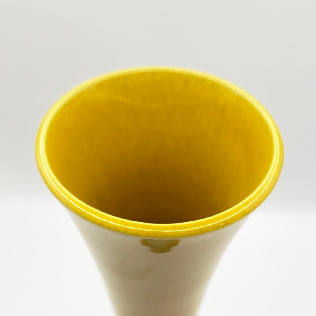 尊式花入 古代黄交趾　中村翠嵐　共箱入　茶道具　華道具　花器　京焼　伝統工芸品