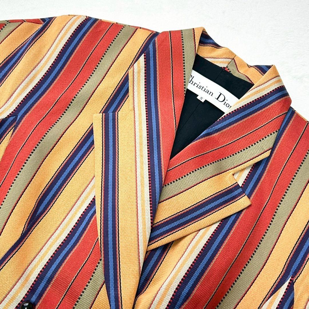 ★美品★ディオール　半袖ジャケット　ストライプ　ダブルブレスト　コットン100%