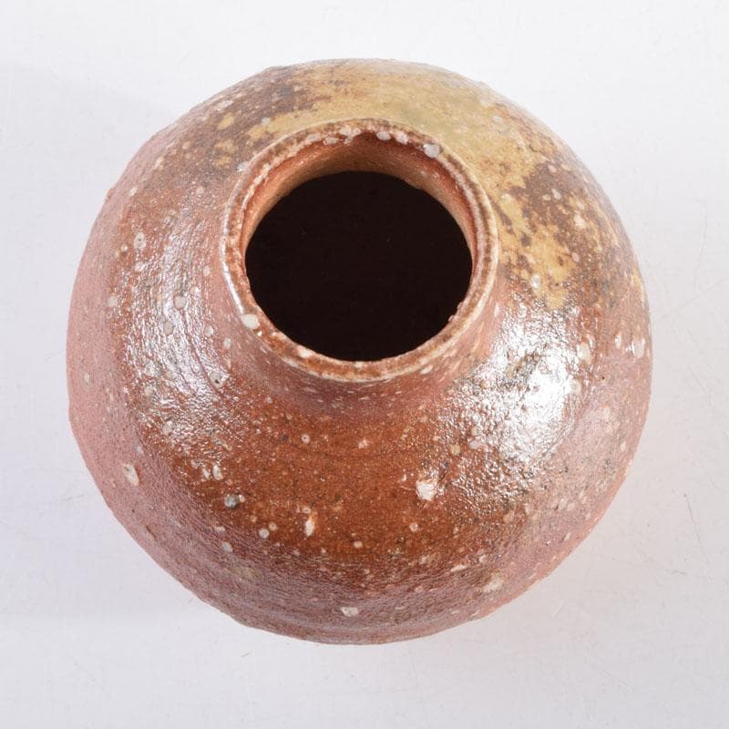 茶道具　信楽焼　上田寿方作　茶入　仕覆付　共箱　V　8952