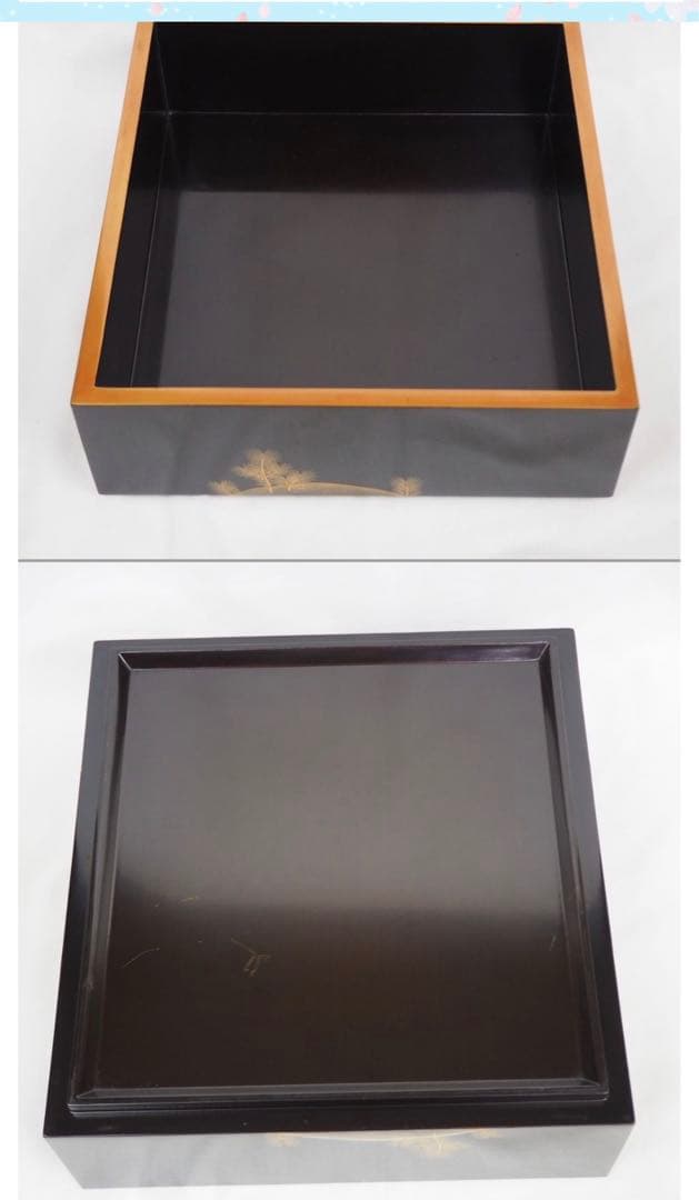 送料無料　旧家蔵出時代輪島塗 本金使用 金蒔絵根５重箱　変え蓋月付　大美品　共箱