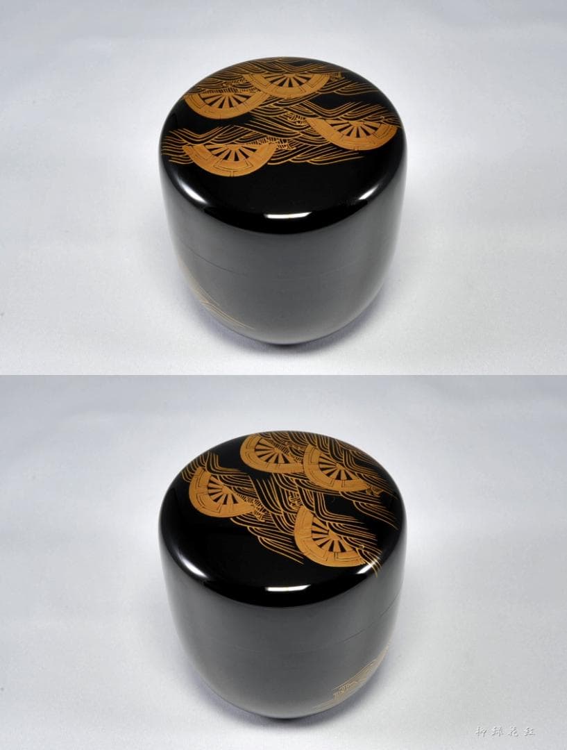 中村宗尹 片輪車蒔絵 大棗 内銀溜 共箱 茶道具